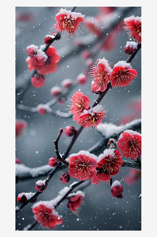 冬季盛开的美丽梅花-众图网