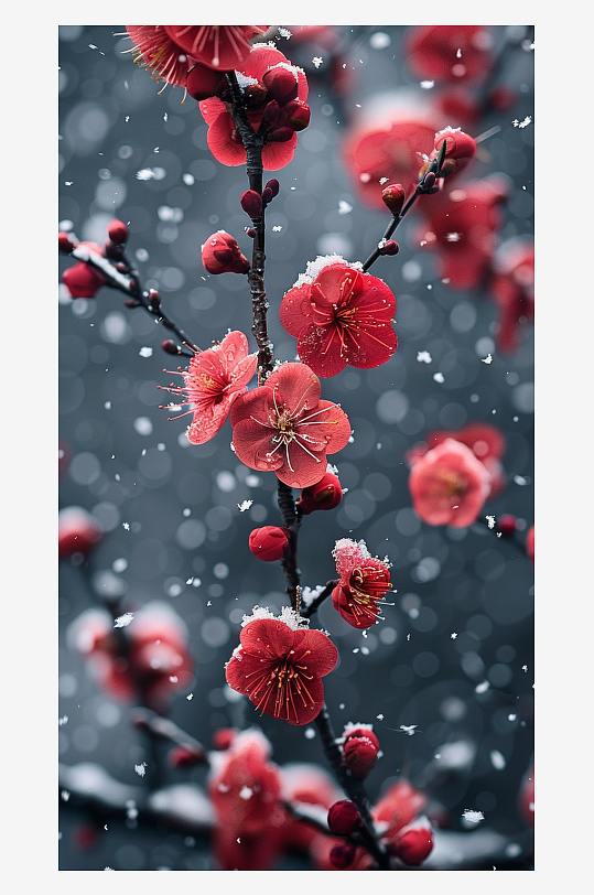 冬季盛开的美丽梅花-众图网