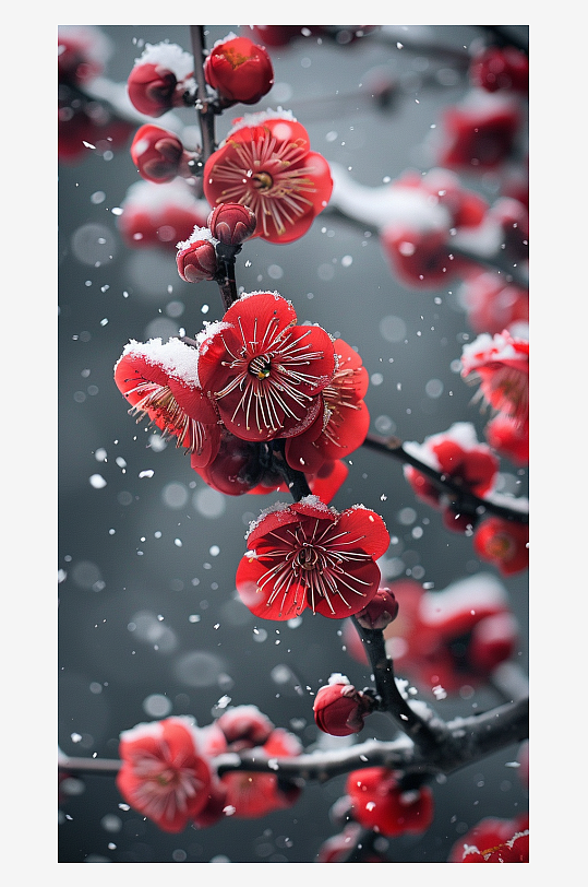 冬季盛开的美丽梅花-众图网