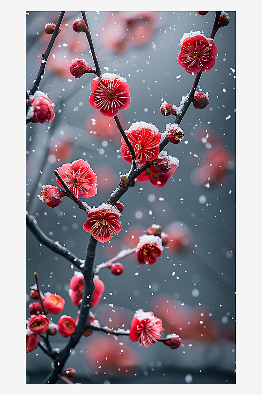 冬季盛开的美丽梅花-众图网