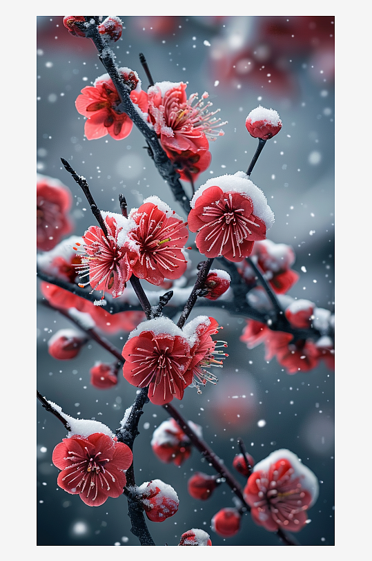 冬季盛开的美丽梅花-众图网