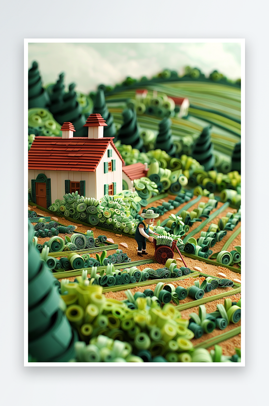 创意微距田里干活的农民-众图网