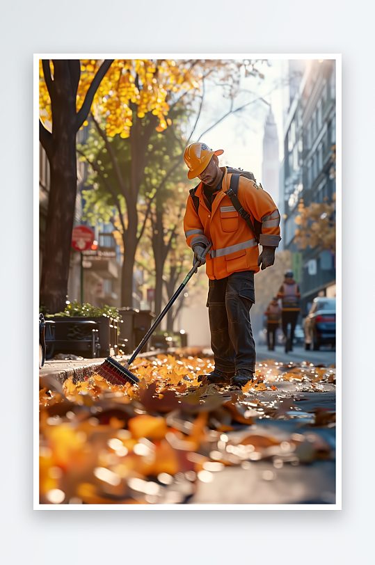 街上打扫卫生的环卫工-众图网