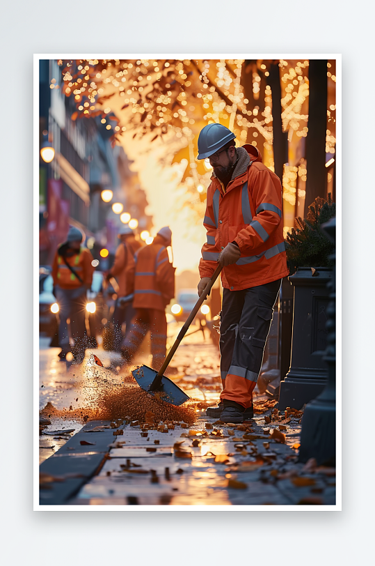 街上打扫卫生的环卫工-众图网