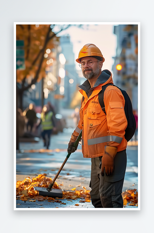 街上打扫卫生的环卫工-众图网