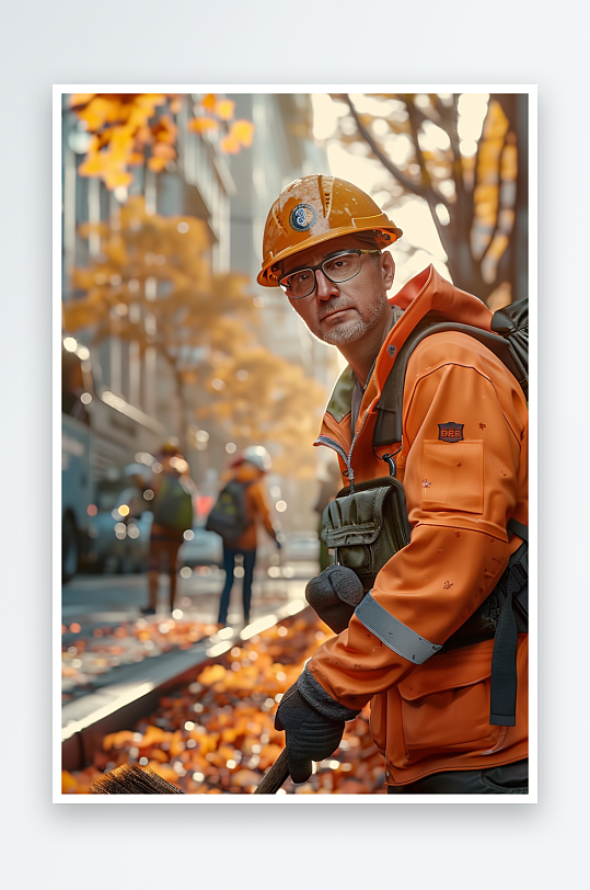 街上打扫卫生的环卫工-众图网