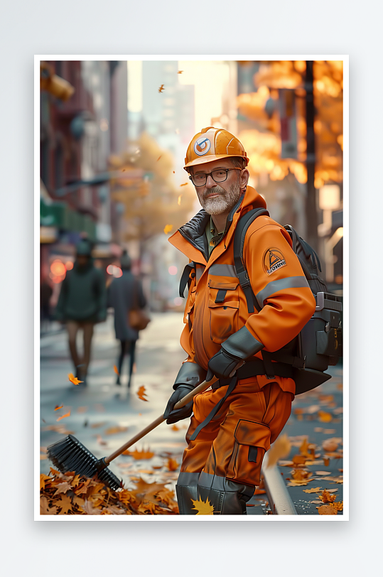 街上打扫卫生的环卫工-众图网