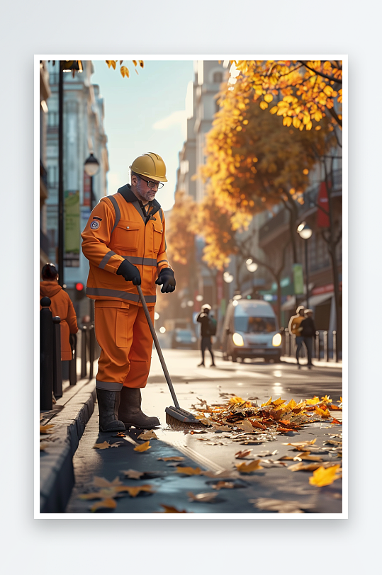 街上打扫卫生的环卫工-众图网
