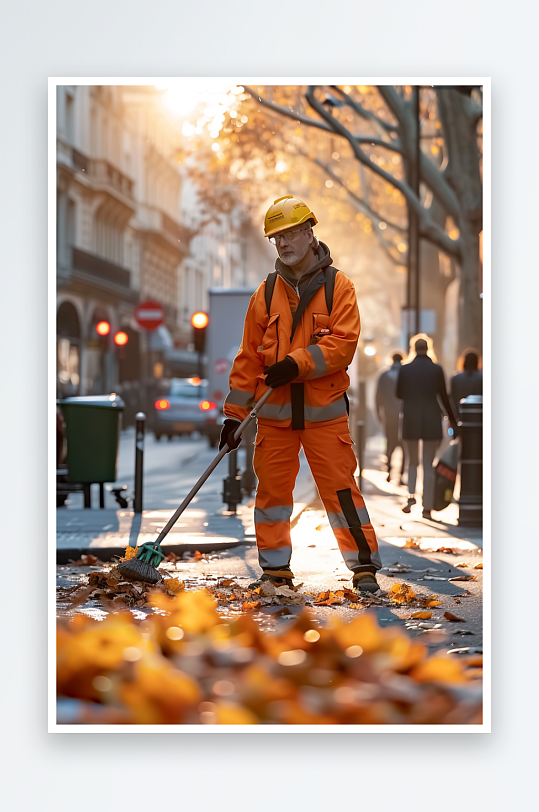 街上打扫卫生的环卫工-众图网