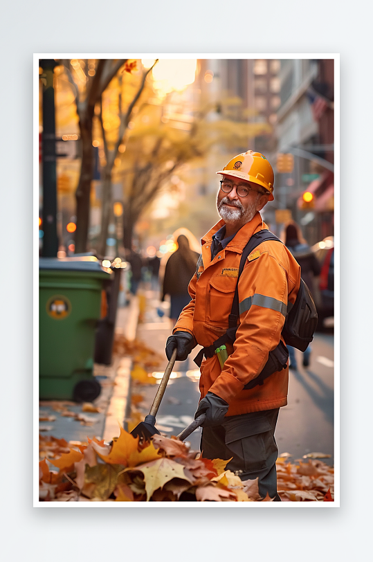 街上打扫卫生的环卫工-众图网