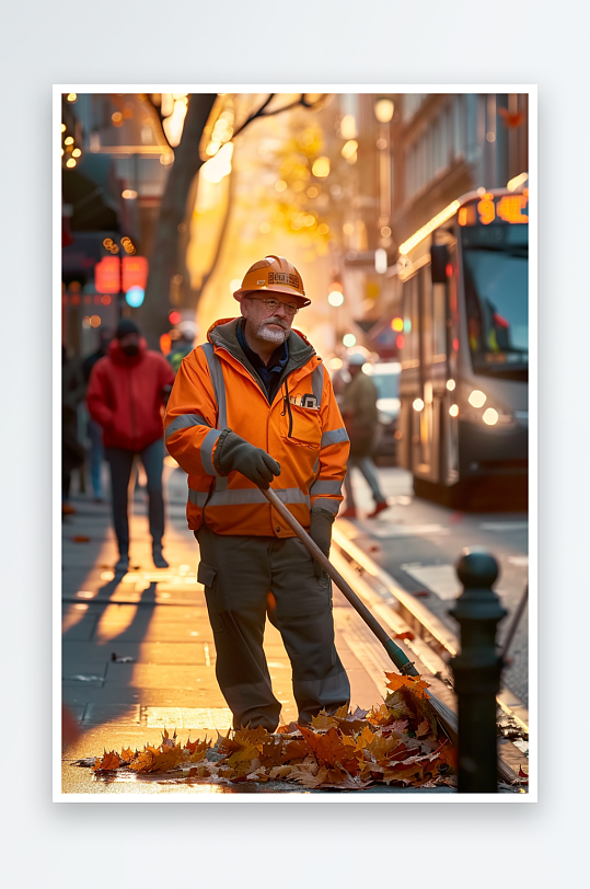街上打扫卫生的环卫工-众图网