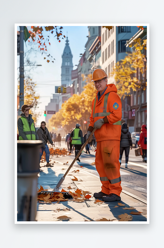 街上打扫卫生的环卫工-众图网