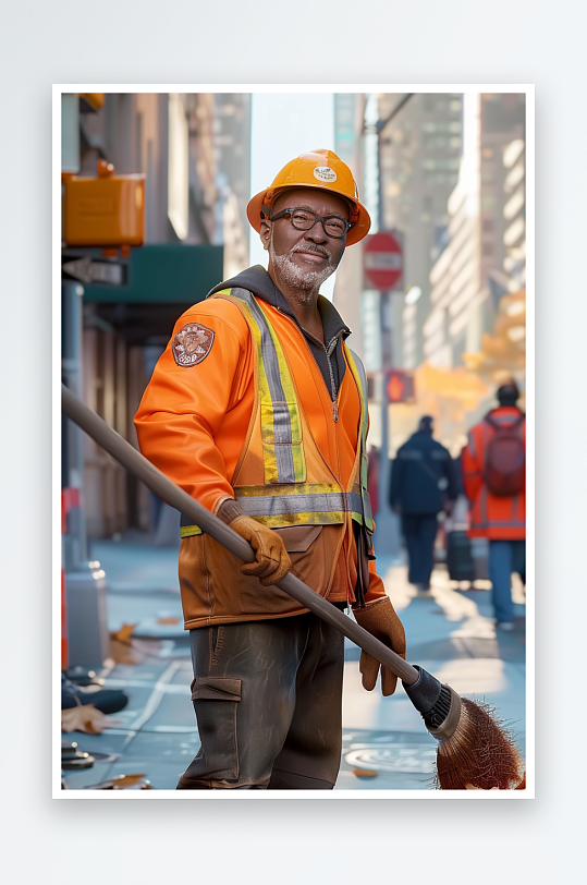 街上打扫卫生的环卫工-众图网