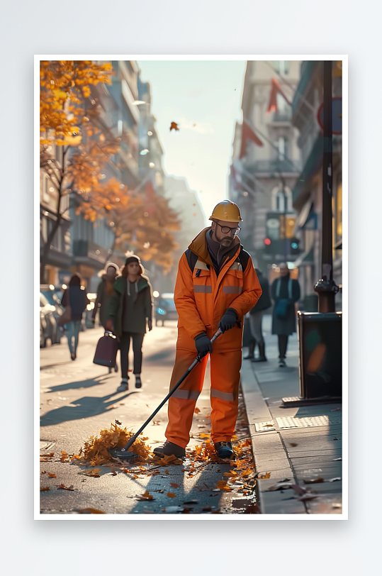 街上打扫卫生的环卫工-众图网