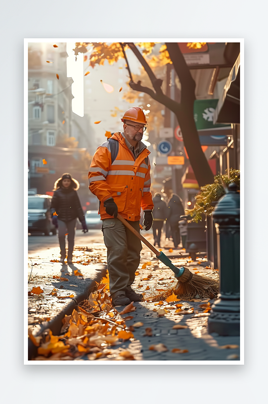 街上打扫卫生的环卫工-众图网