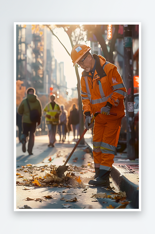 街上打扫卫生的环卫工-众图网