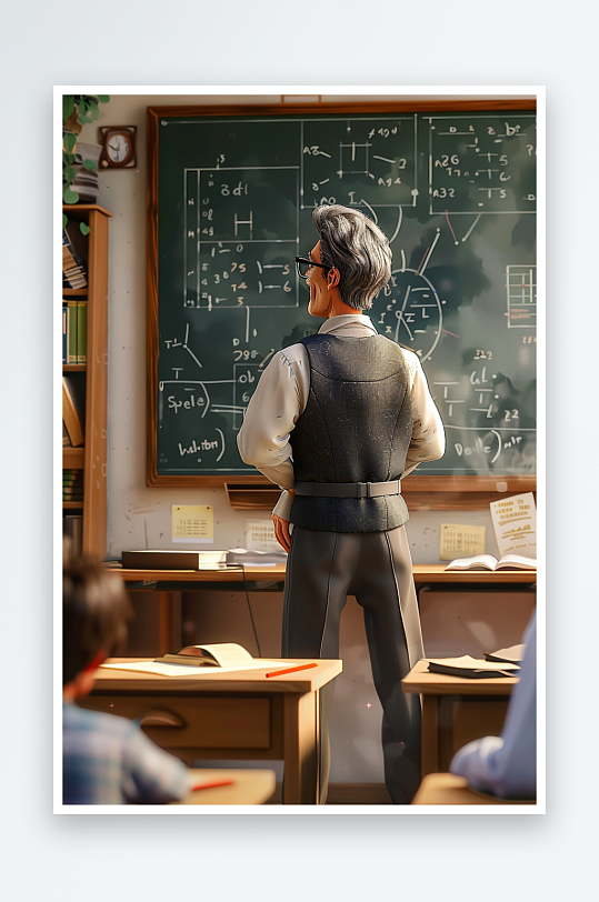 教室中讲课的老师-众图网