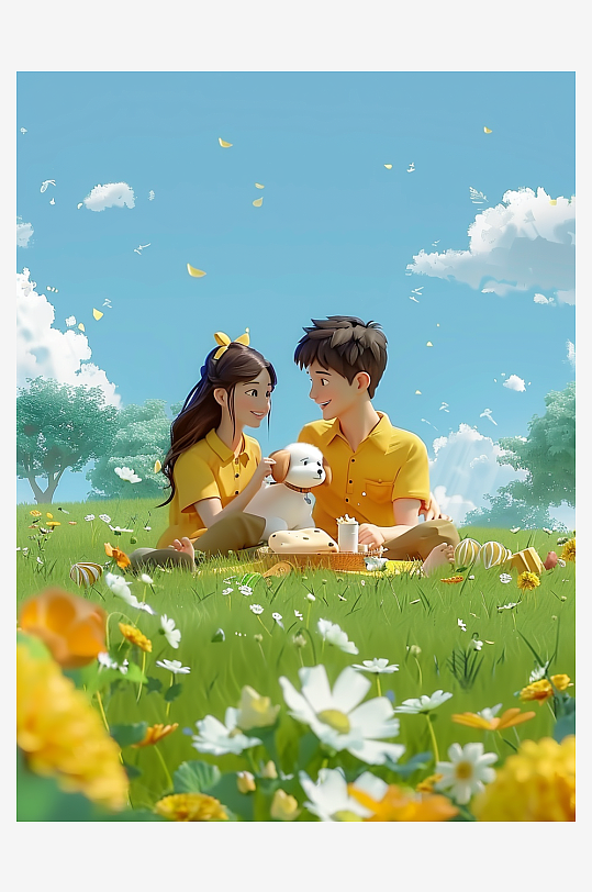 户外草坪上野餐的人-众图网