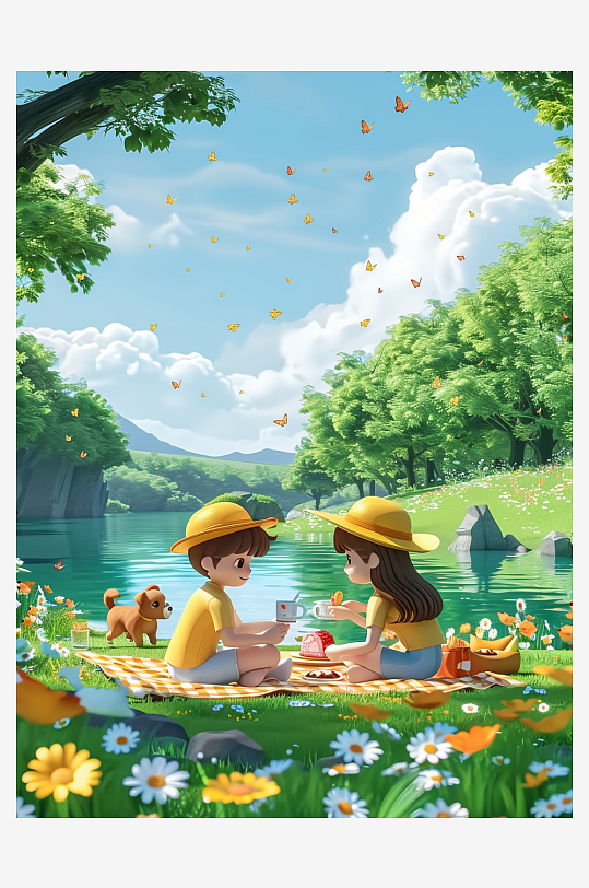 户外草坪上野餐的人-众图网