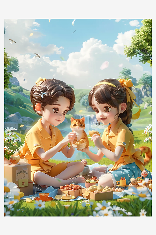 户外草坪上野餐的人-众图网