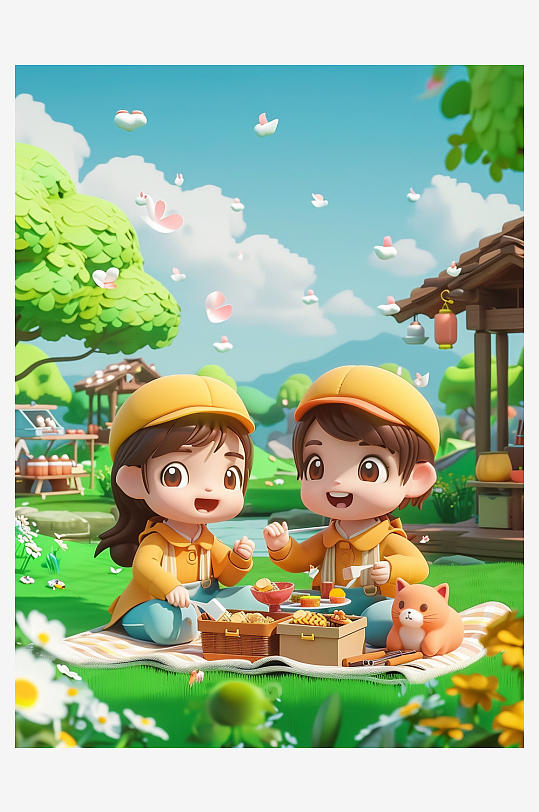 户外草坪上野餐的人-众图网