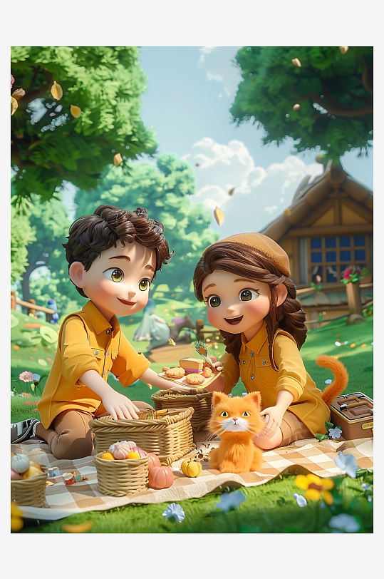 户外草坪上野餐的人-众图网