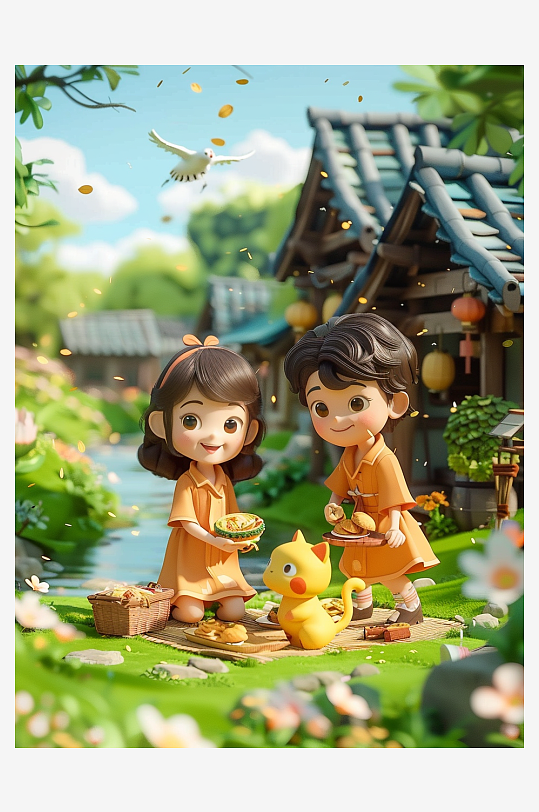 户外草坪上野餐的人-众图网