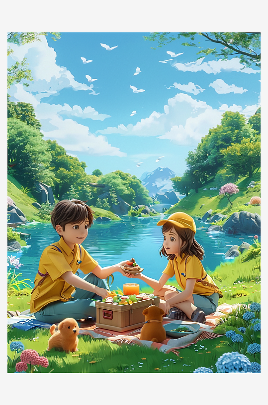 户外草坪上野餐的人-众图网