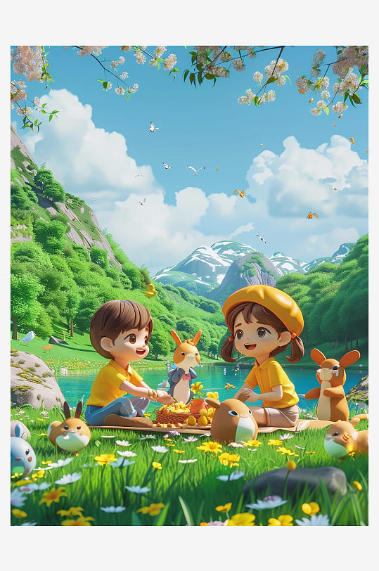 户外草坪上野餐的人-众图网