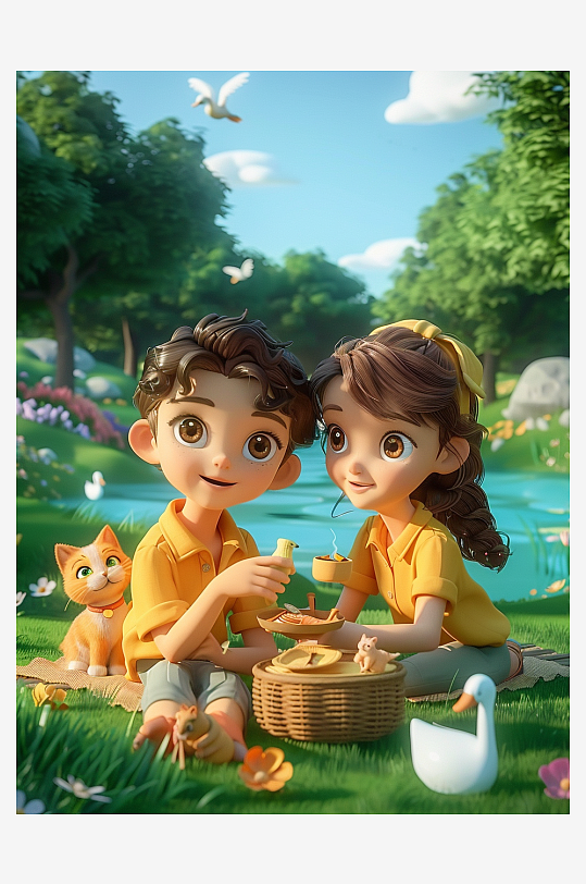 户外草坪上野餐的人-众图网