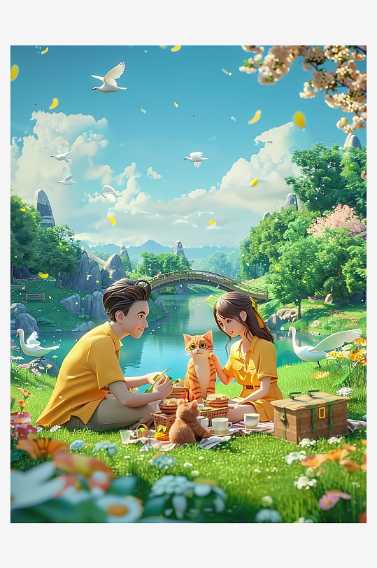 户外草坪上野餐的人-众图网