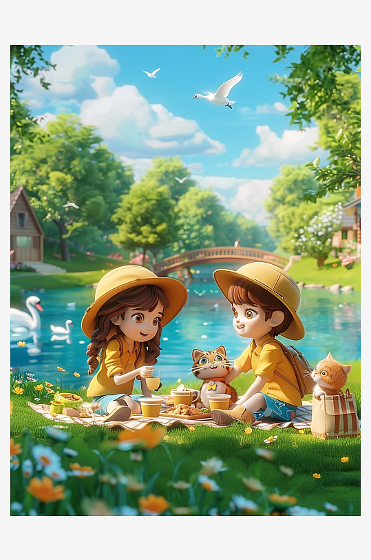 户外草坪上野餐的人-众图网