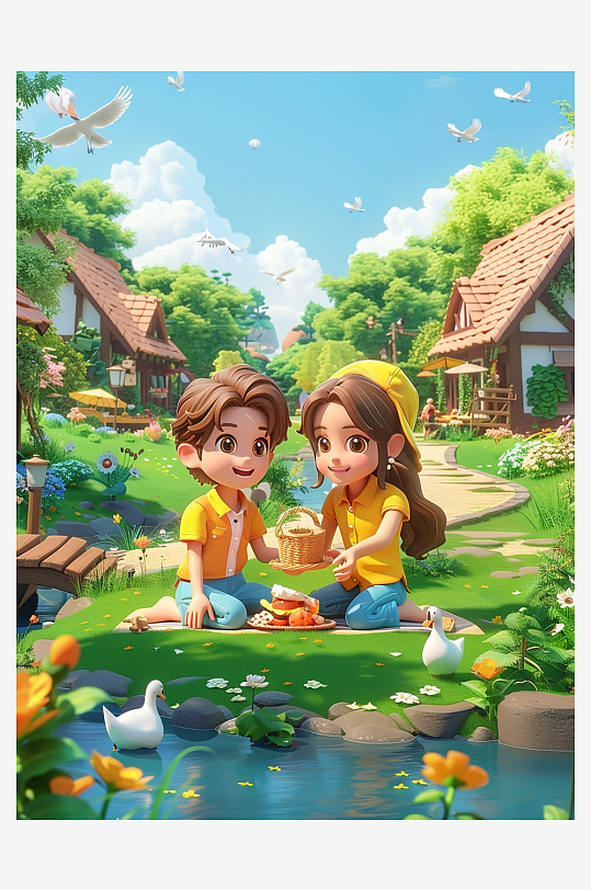 户外草坪上野餐的人-众图网