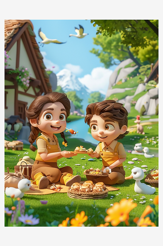 户外草坪上野餐的人-众图网