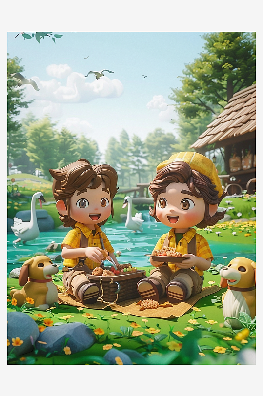 户外草坪上野餐的人-众图网