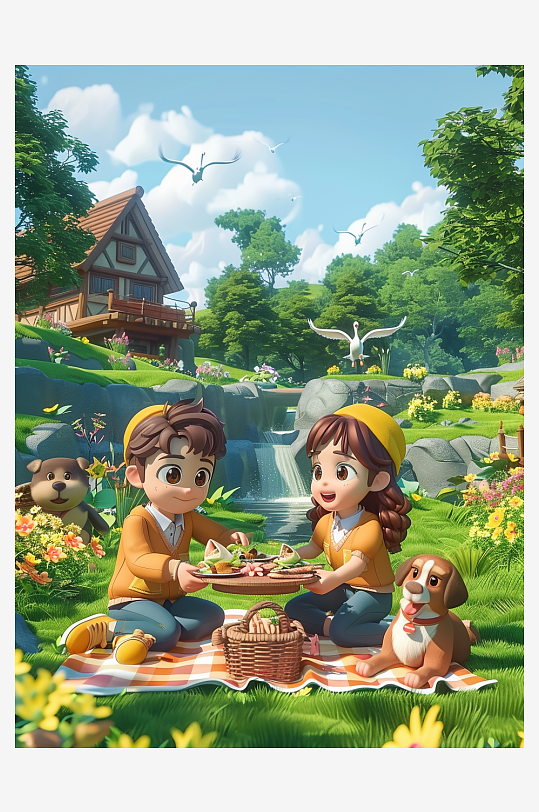 户外草坪上野餐的人-众图网