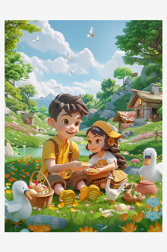 户外草坪上野餐的人-众图网