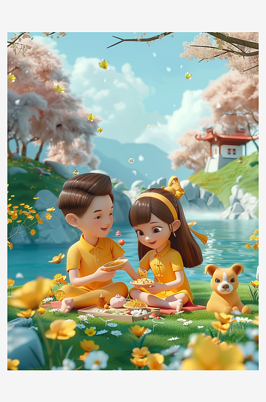 户外草坪上野餐的人-众图网