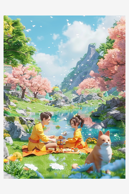 户外草坪上野餐的人-众图网