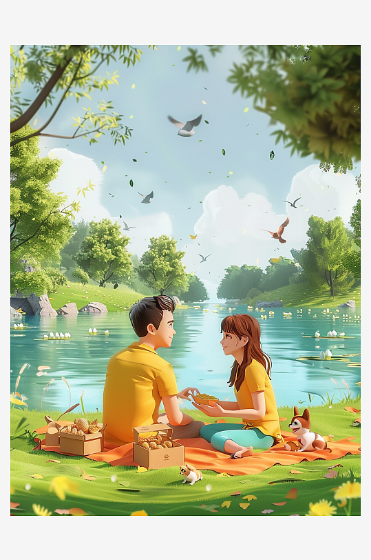 户外草坪上野餐的人-众图网