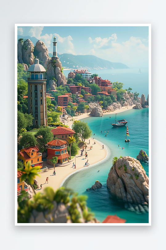 海边沙滩上玩耍的人-众图网