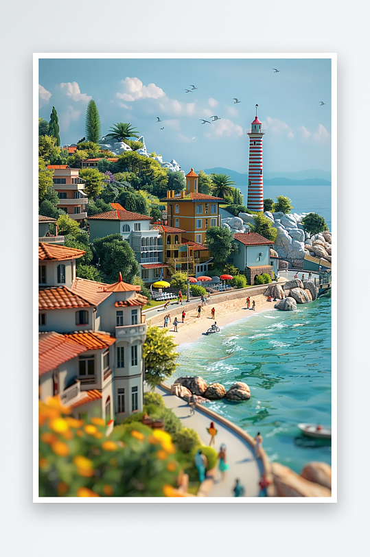 海边沙滩上玩耍的人-众图网