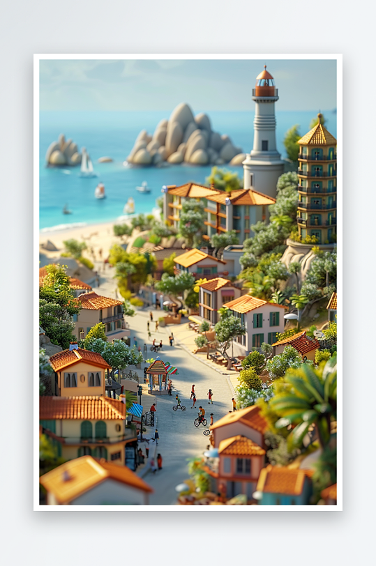 海边沙滩上玩耍的人-众图网