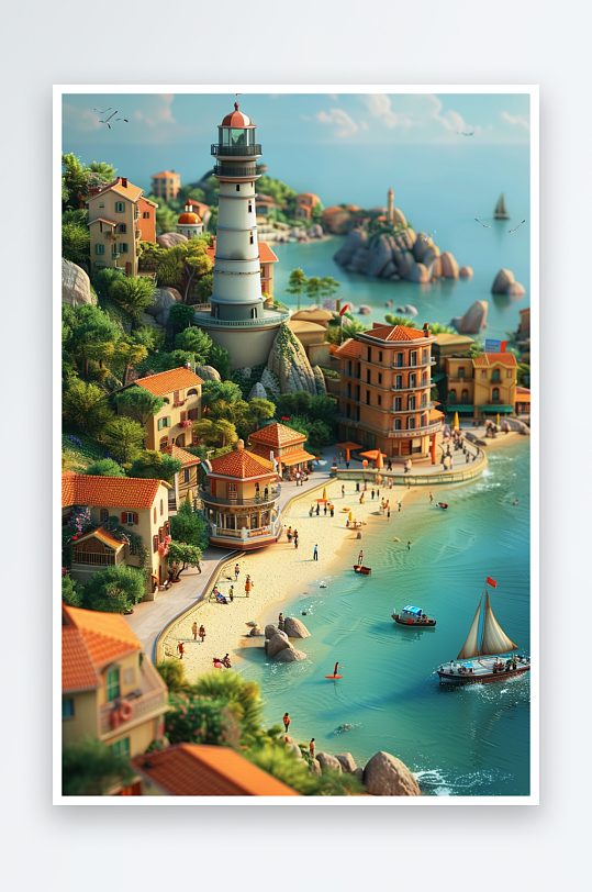 海边沙滩上玩耍的人-众图网