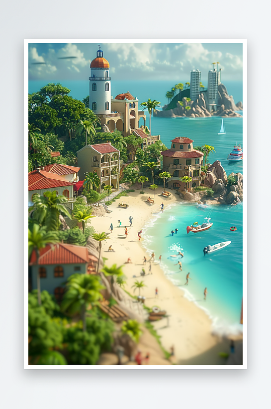 海边沙滩上玩耍的人-众图网