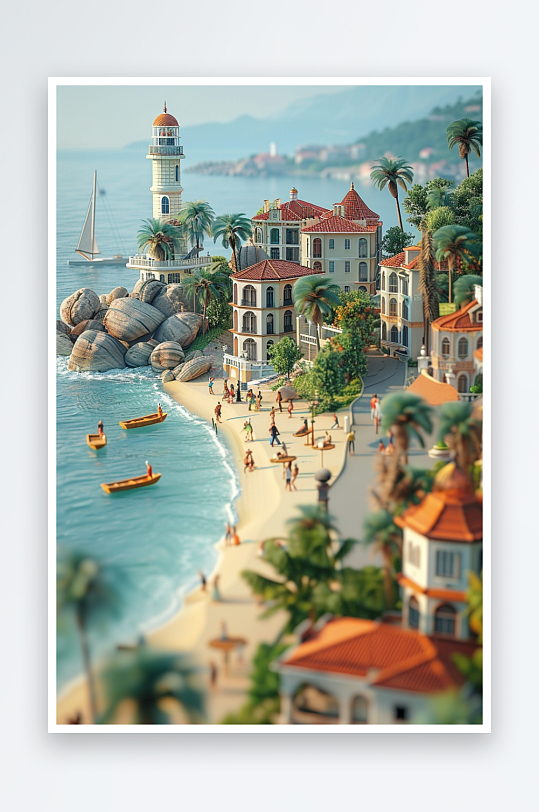 海边沙滩上玩耍的人-众图网