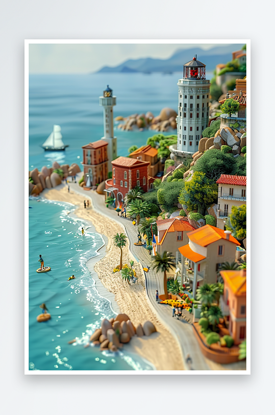 海边沙滩上玩耍的人-众图网