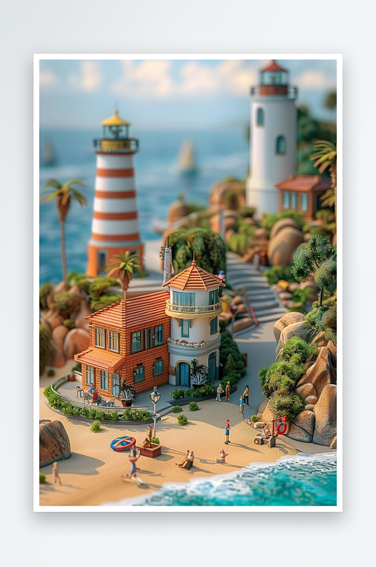 海边沙滩上玩耍的人-众图网