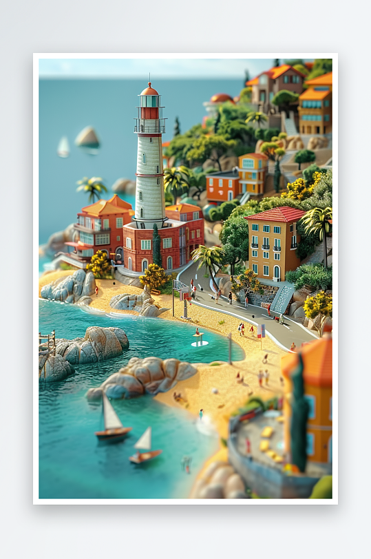 海边沙滩上玩耍的人-众图网