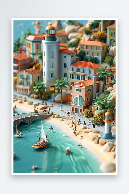 海边沙滩上玩耍的人-众图网